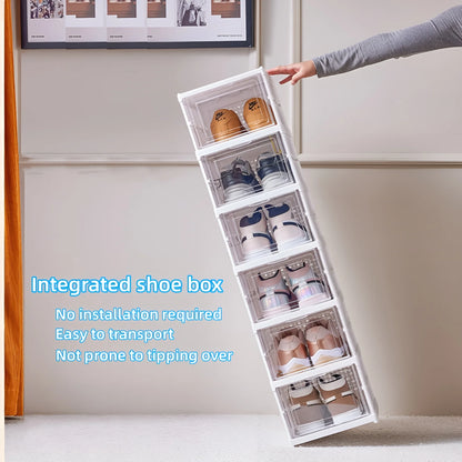 6Layer Foldable Shoe Box Organizer Transparent Stackable Sneaker Storage with Dustproof Design