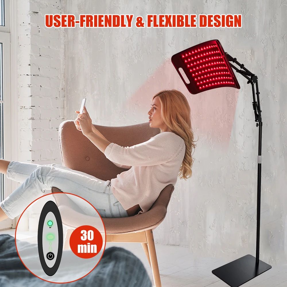 Red Light Therapy Lamp For Face  Body Near Infrared Panel With Adjustable Stand  Timer For Home Use 3
