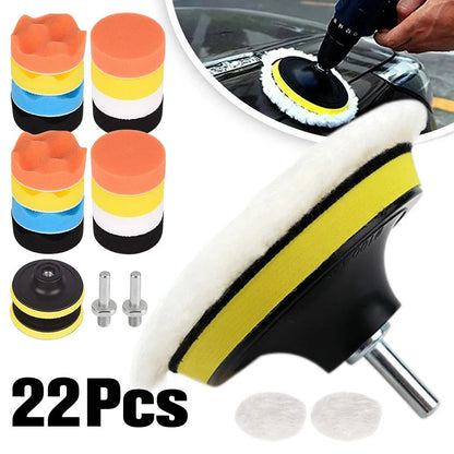 Polishing Sponge Pads Kit, Washable Wool Foam Buffing Waxing Clean Polish Set for Car Polisher, Motorcycle
