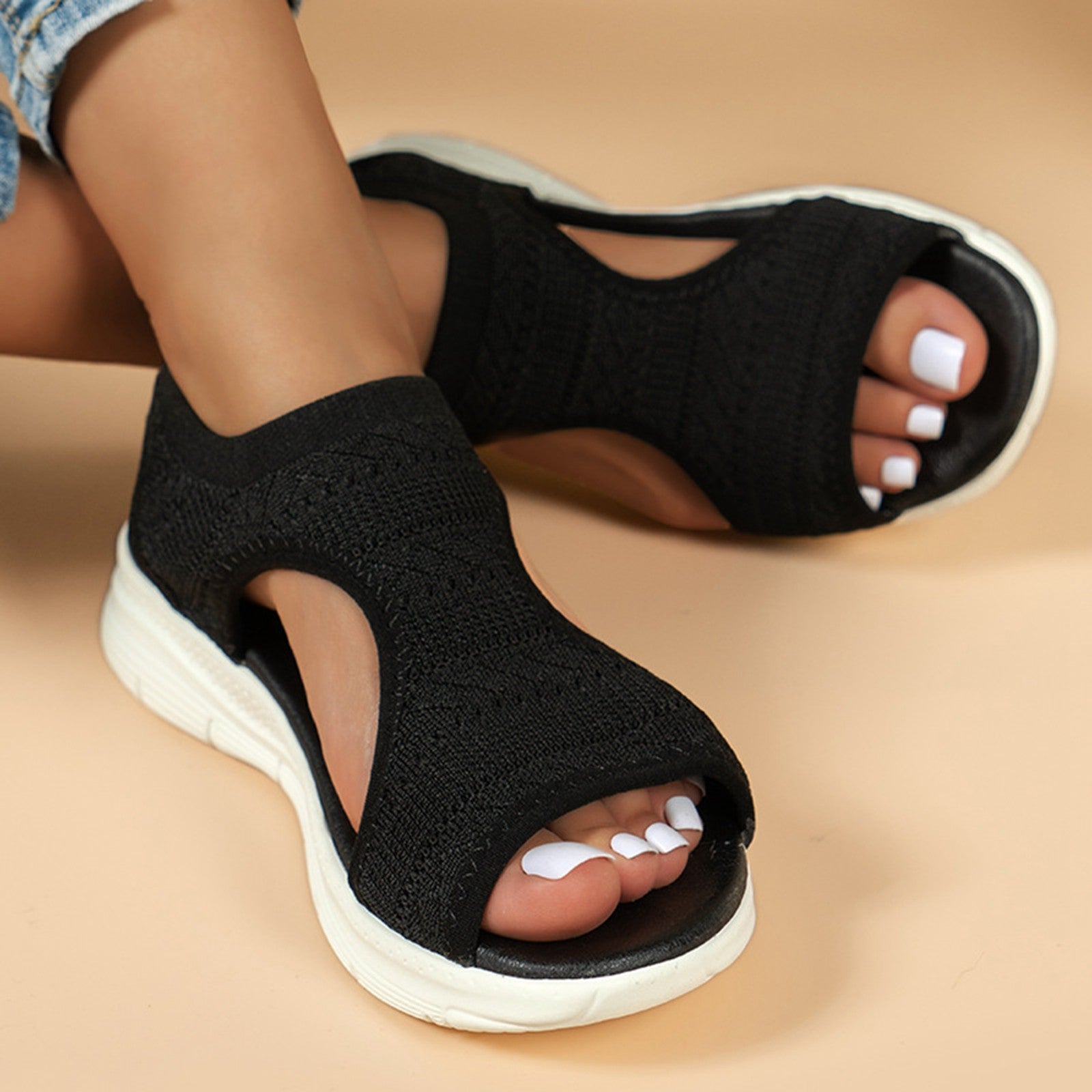 Dressy Platform Wedge Sandals For Women Breathable Jelly Thong Summer Sandals 2