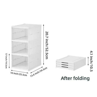 6Layer Foldable Shoe Box Organizer Transparent Stackable Sneaker Storage with Dustproof Design