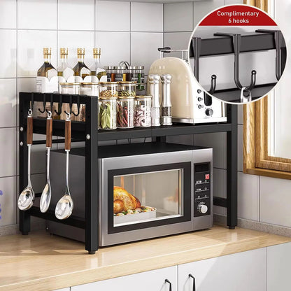 Adjustable Microwave Shelf Organizer, Rust & Moisture Resistant Kitchen Countertop Storage Rack