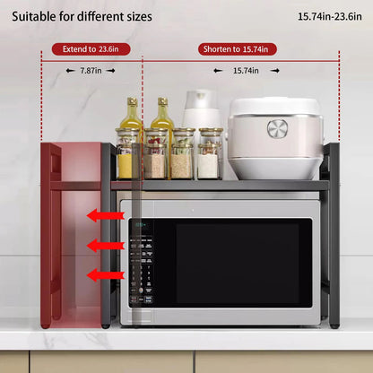 Adjustable Microwave Shelf Organizer Rust  Moisture Resistant Kitchen Countertop Storage Rack 4