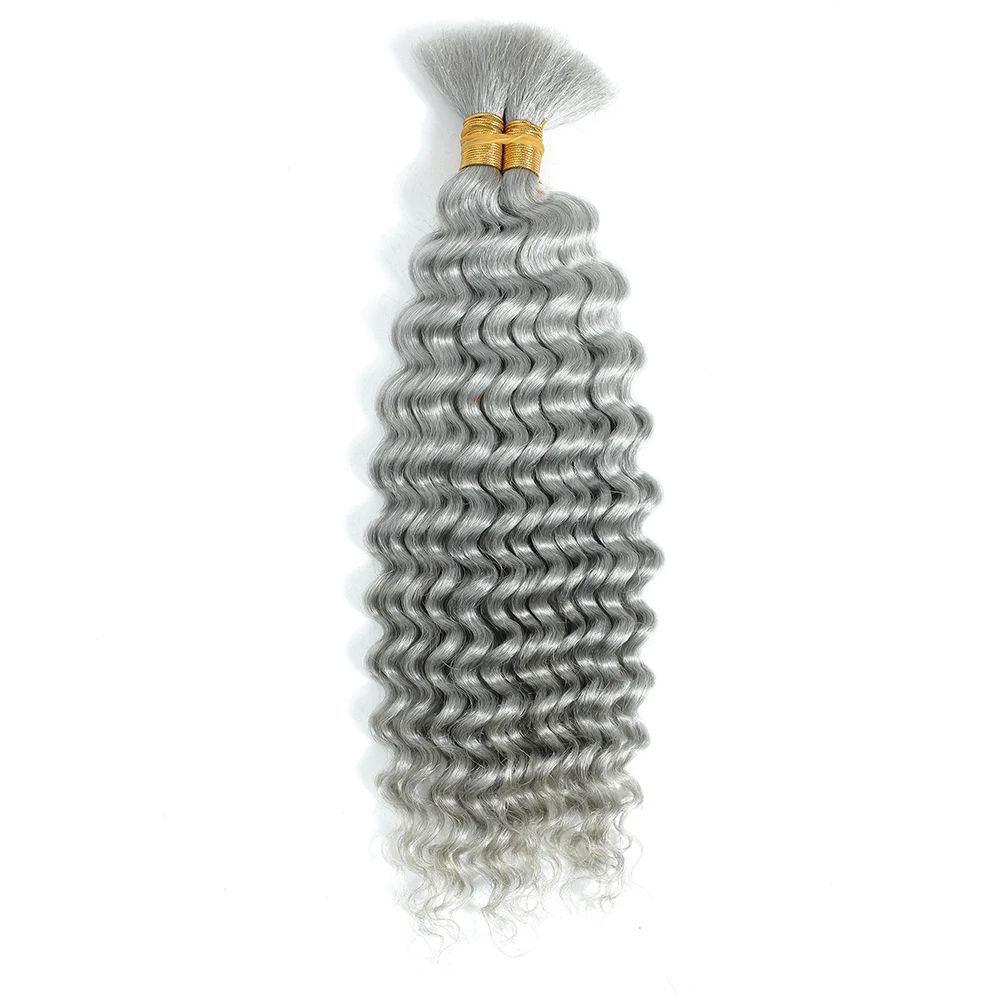 Brazilian Virgin Human Hair Deep Wave Bulk No Weft Braiding Hair For Boho Braids 8