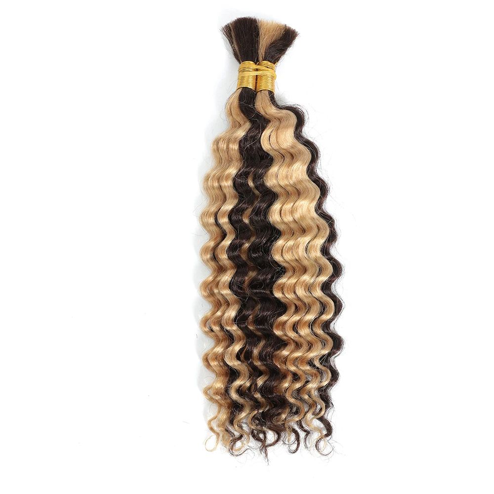 Brazilian Virgin Human Hair Deep Wave Bulk No Weft Braiding Hair For Boho Braids 9