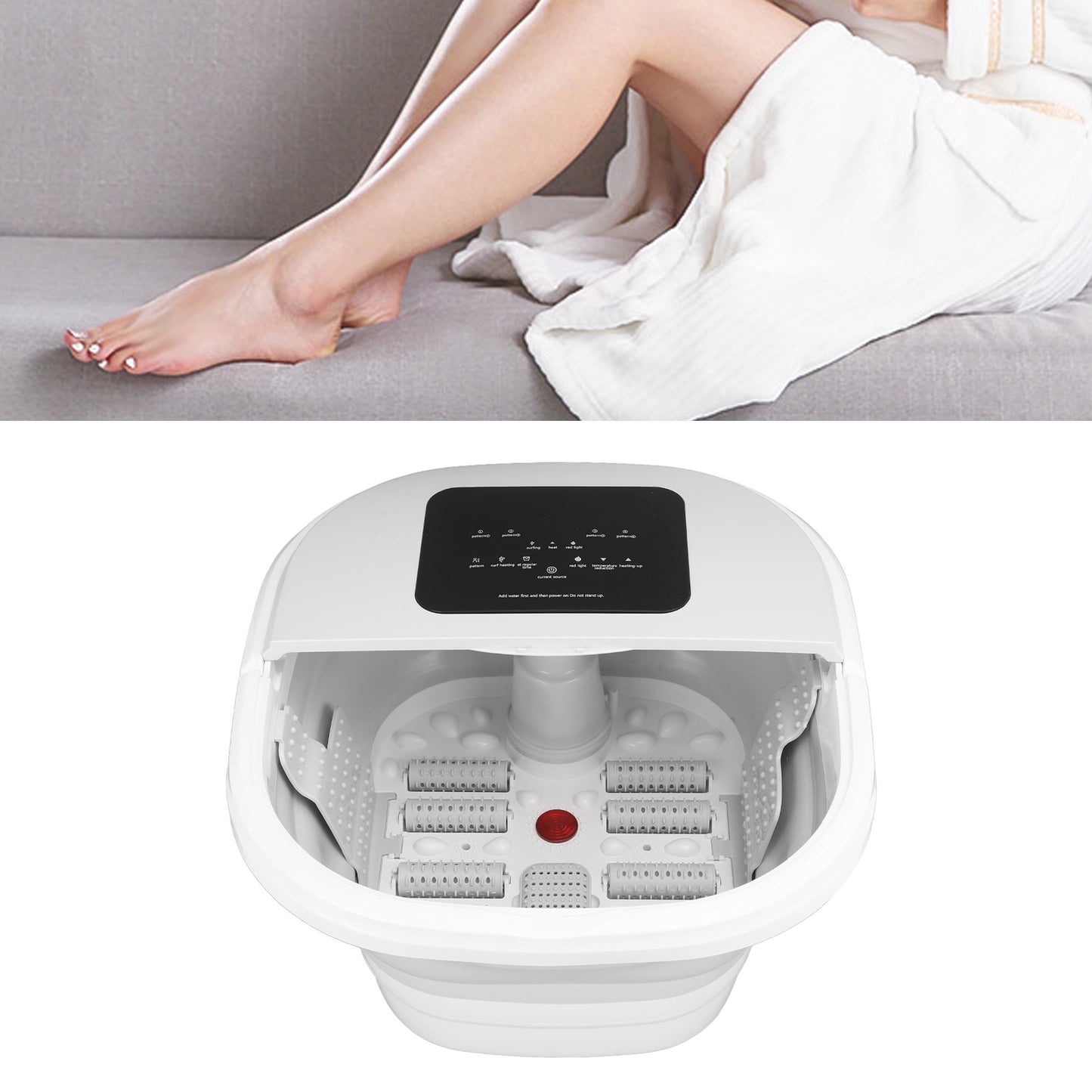 Foldable Heating Foot Massager Spa Soaker Smart Soak Tub With 8 Rollers  Remote Control 1