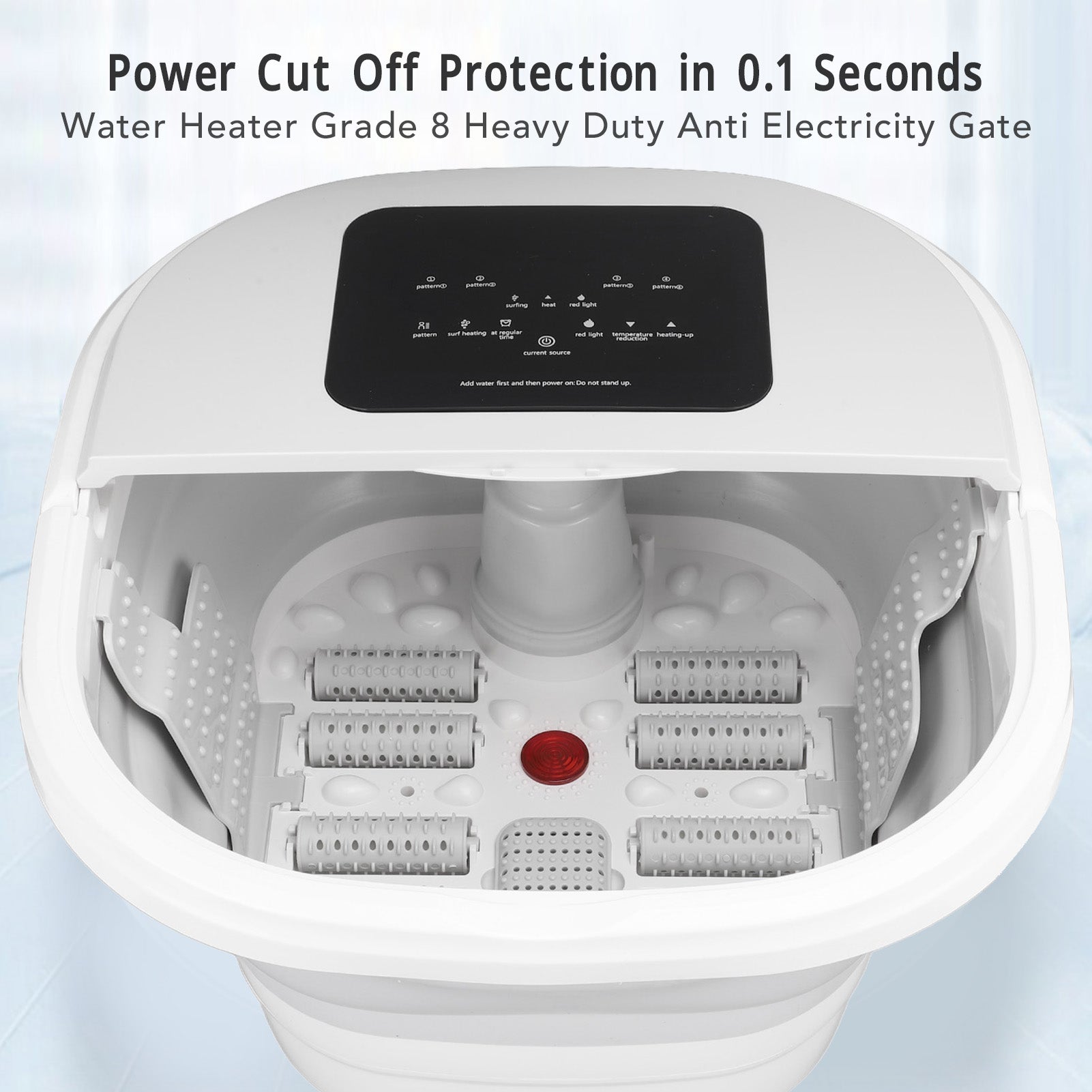 Foldable Heating Foot Massager Spa Soaker Smart Soak Tub With 8 Rollers  Remote Control 5