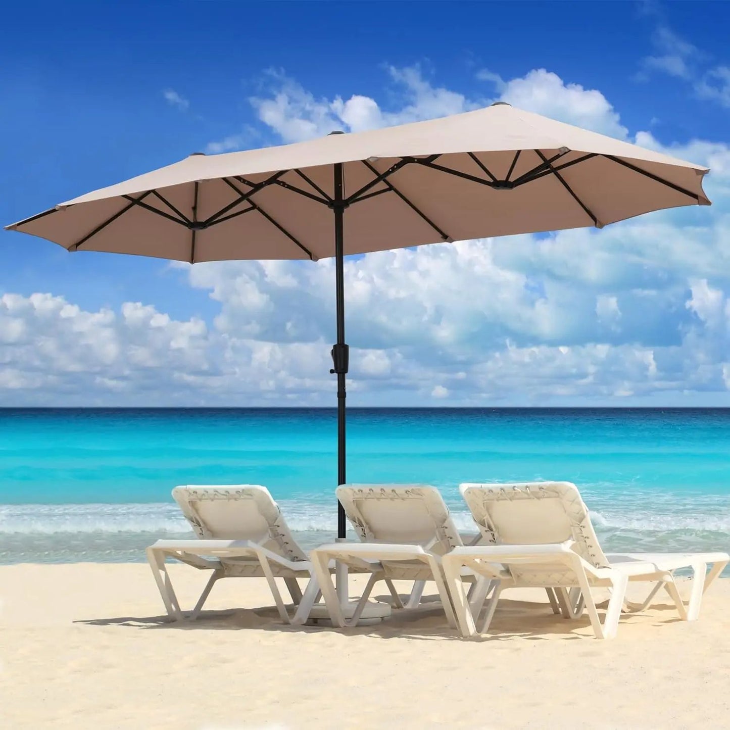 Large Patio Umbrella Outdoor DoubleSided Market Canopy Extra Large Table Umbrella With Easy Crank F 5
