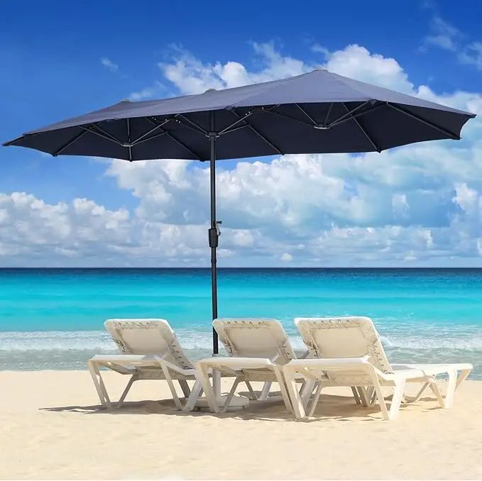 Large Patio Umbrella Outdoor DoubleSided Market Canopy Extra Large Table Umbrella With Easy Crank F 7