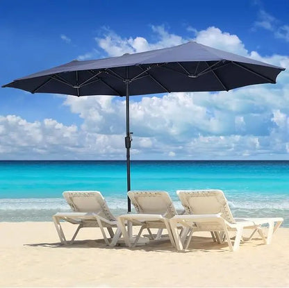 Large Patio Umbrella Outdoor DoubleSided Market Canopy Extra Large Table Umbrella With Easy Crank F 7