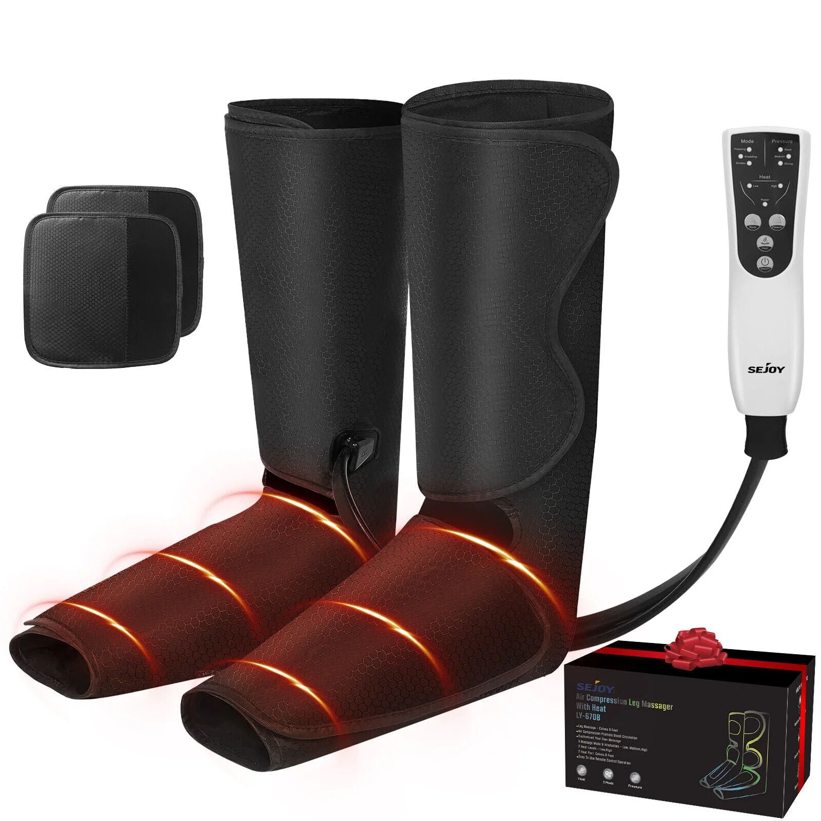 Air Compression Leg Massager with Heat, Foot & Calf Circulation Massage, Ideal Christmas Gift