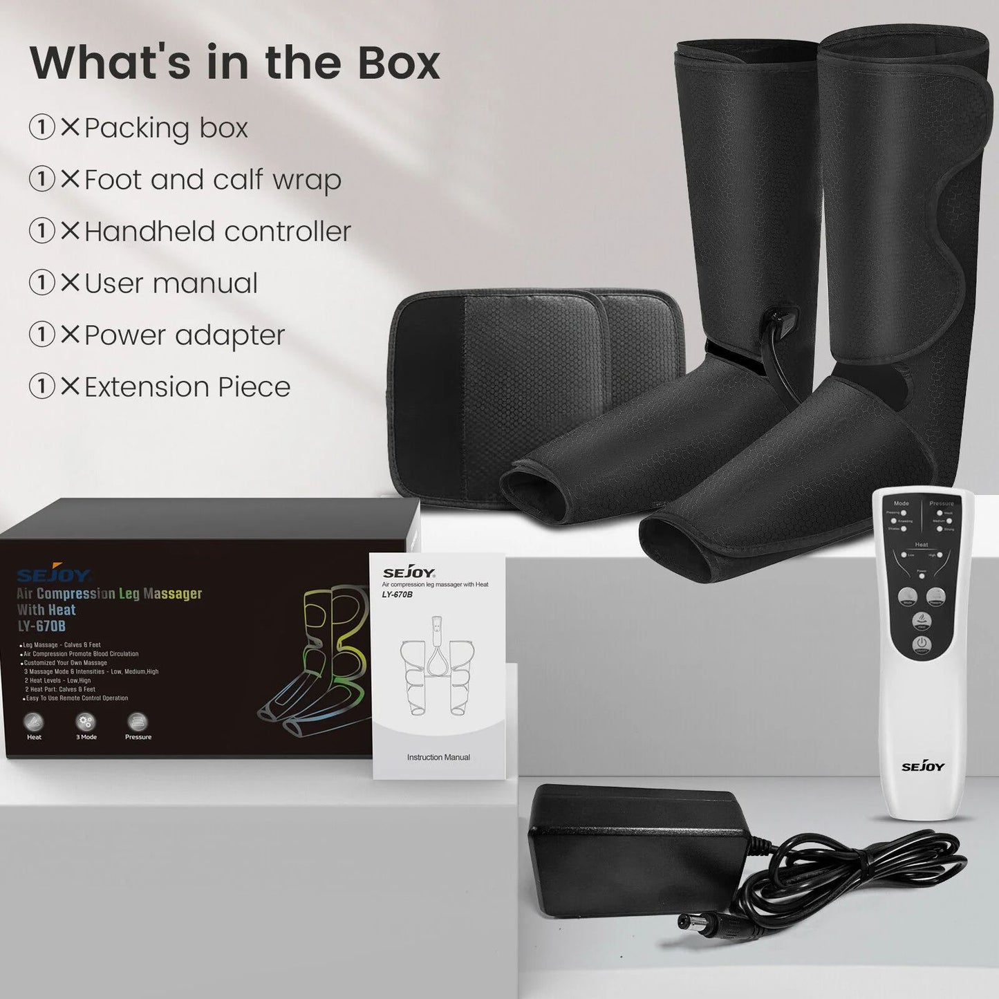 Air Compression Leg Massager With Heat Foot  Calf Circulation Massage Ideal Christmas Gift 5