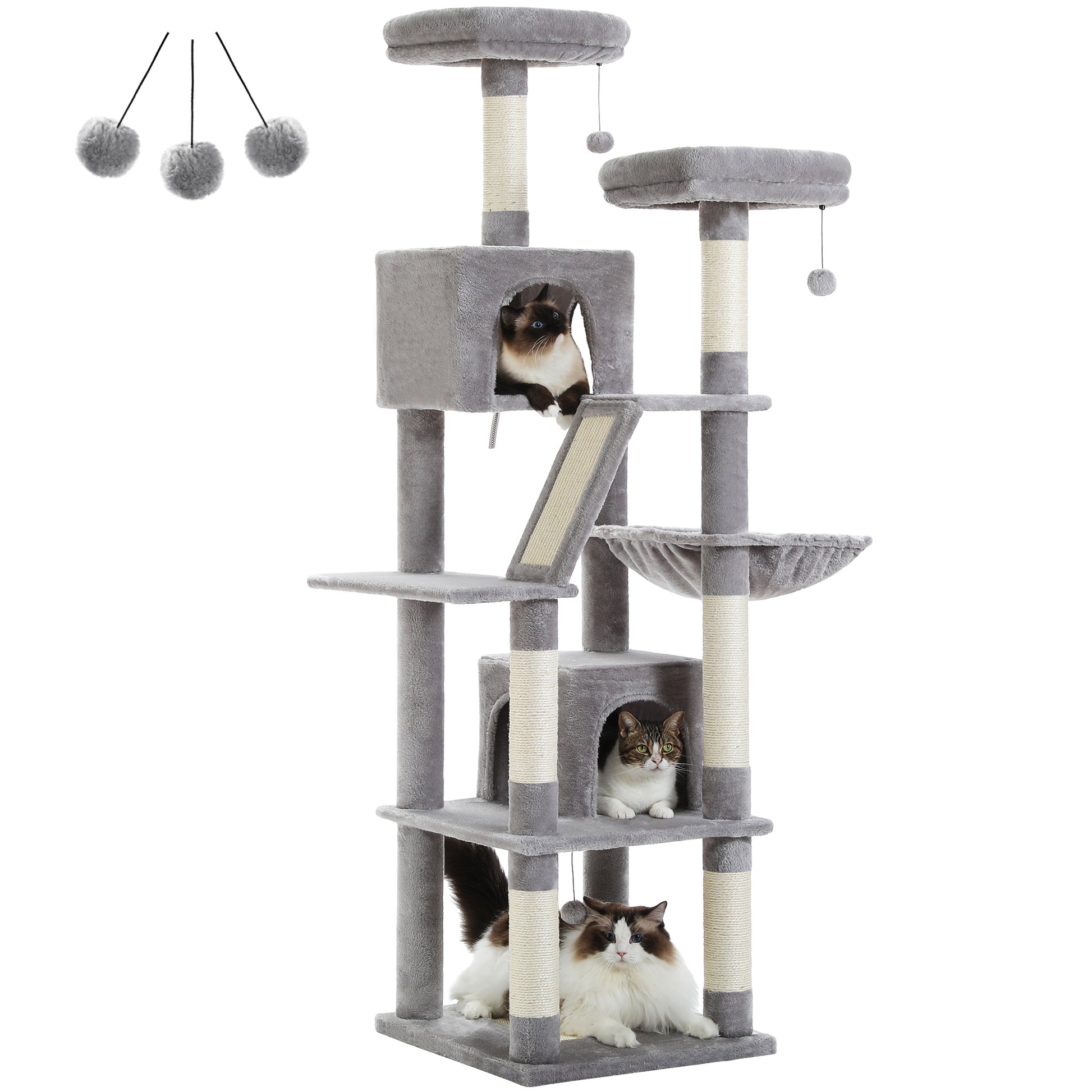 MultiLevel Plush Cat Tree ExtraLarge Cat Tower With Scratching Boards Perches  Caves 4