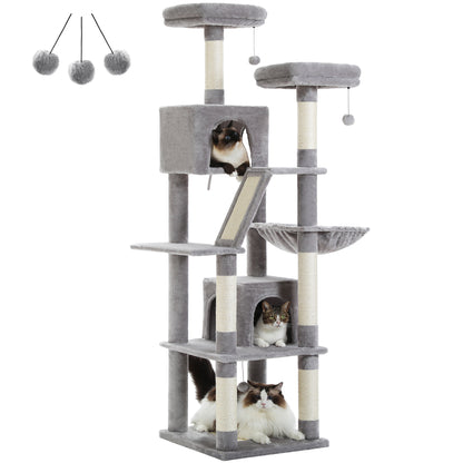 MultiLevel Plush Cat Tree ExtraLarge Cat Tower With Scratching Boards Perches  Caves 4