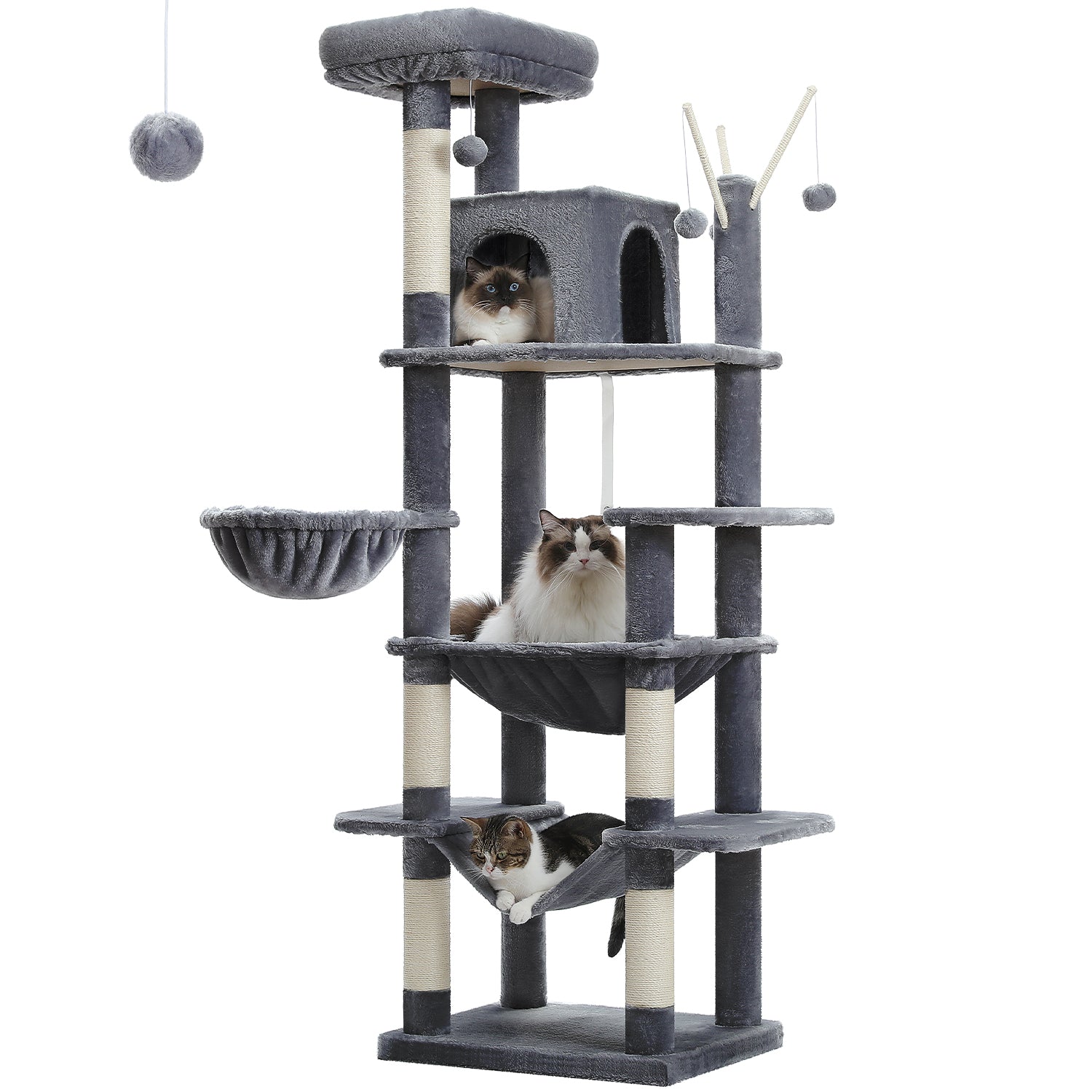 MultiLevel Plush Cat Tree ExtraLarge Cat Tower With Scratching Boards Perches  Caves 14