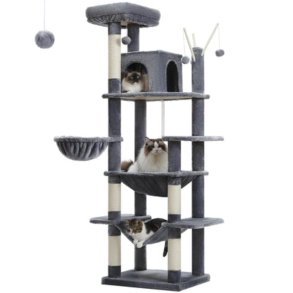 MultiLevel Plush Cat Tree ExtraLarge Cat Tower With Scratching Boards Perches  Caves 14