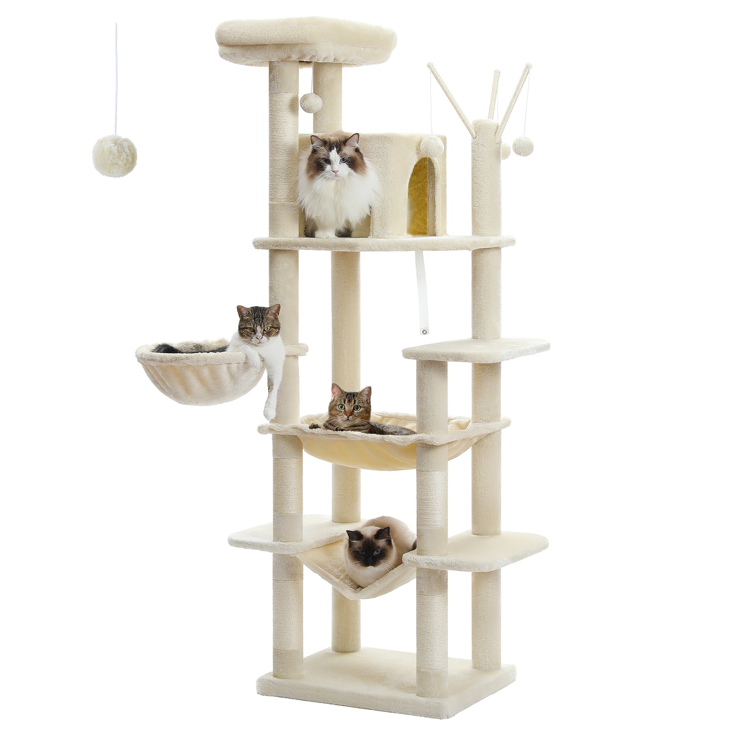 MultiLevel Plush Cat Tree ExtraLarge Cat Tower With Scratching Boards Perches  Caves 10