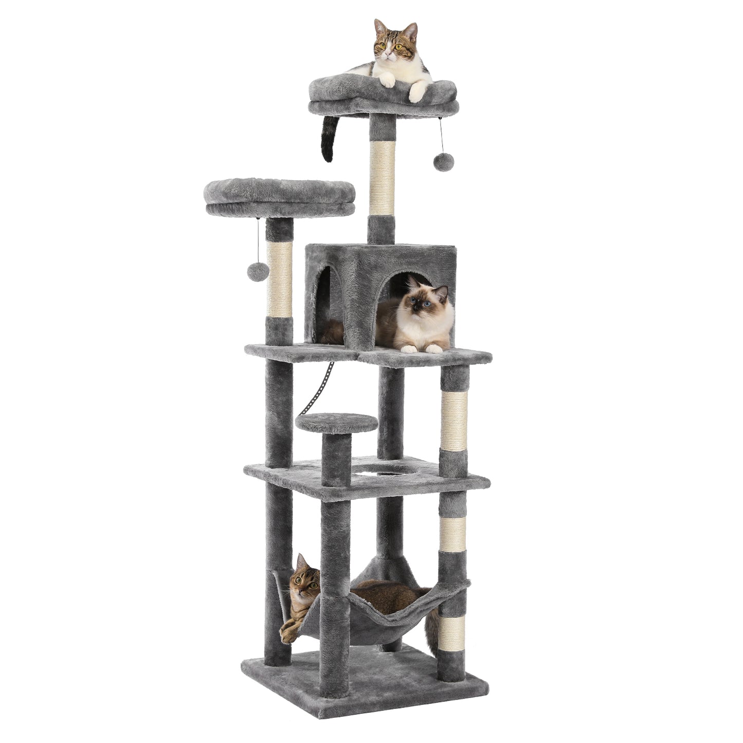 MultiLevel Plush Cat Tree ExtraLarge Cat Tower With Scratching Boards Perches  Caves 2