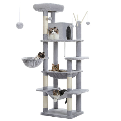 MultiLevel Plush Cat Tree ExtraLarge Cat Tower With Scratching Boards Perches  Caves 3
