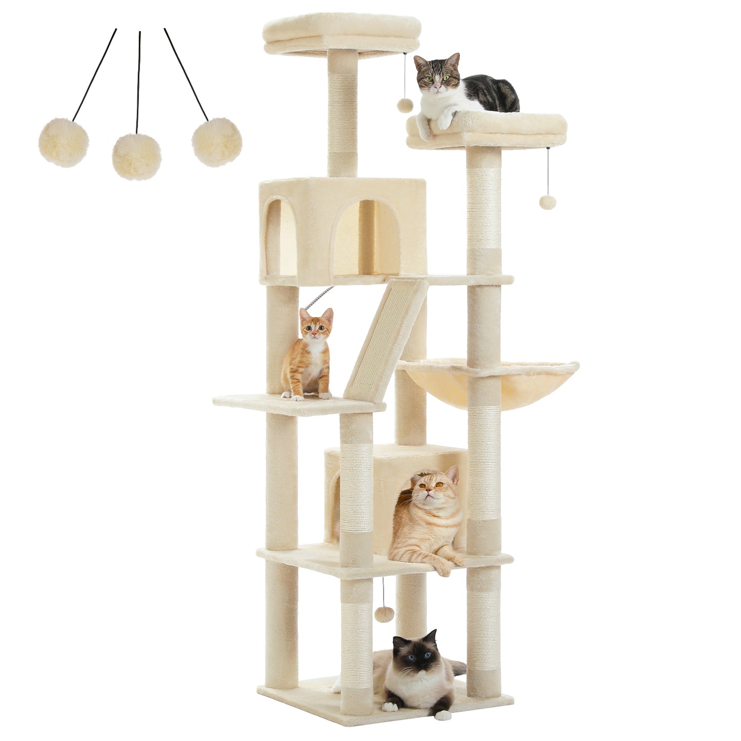 MultiLevel Plush Cat Tree ExtraLarge Cat Tower With Scratching Boards Perches  Caves 8