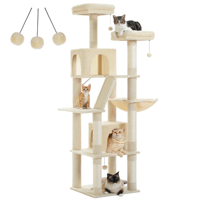 MultiLevel Plush Cat Tree ExtraLarge Cat Tower With Scratching Boards Perches  Caves 8