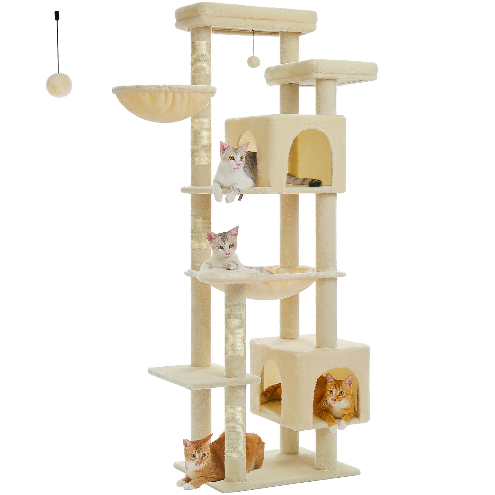 MultiLevel Plush Cat Tree ExtraLarge Cat Tower With Scratching Boards Perches  Caves 9