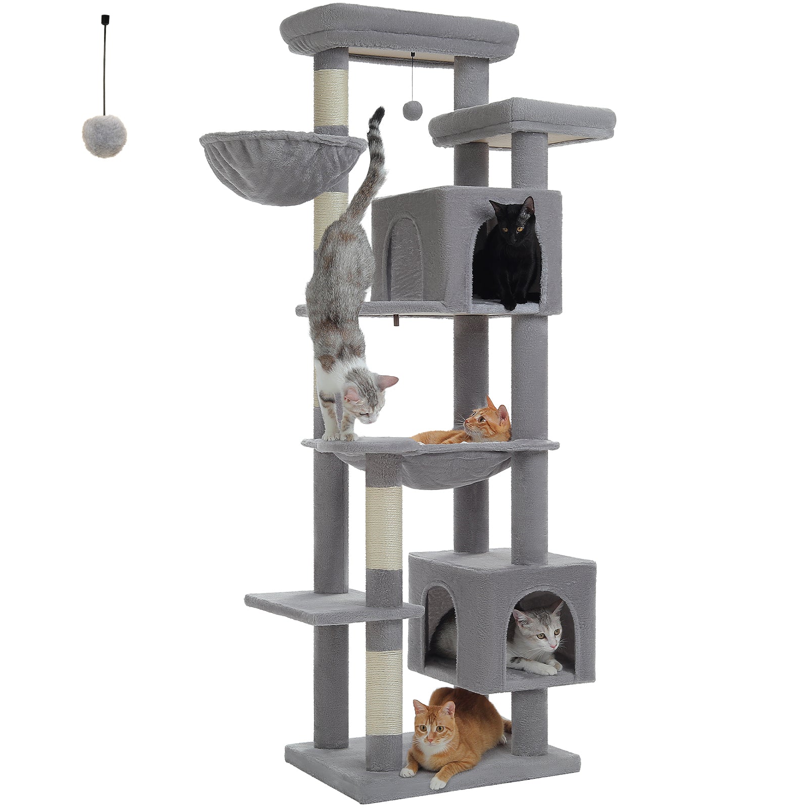 MultiLevel Plush Cat Tree ExtraLarge Cat Tower With Scratching Boards Perches  Caves 5
