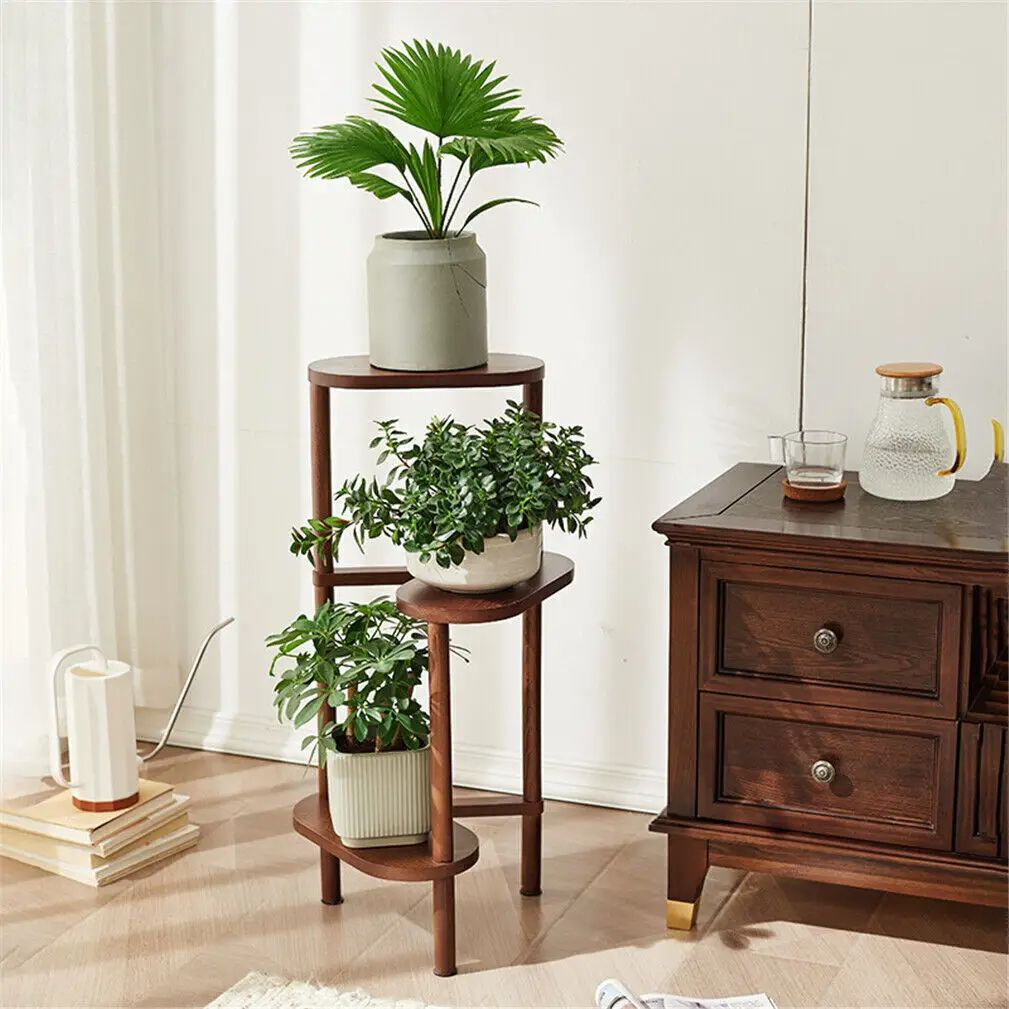 Tier Bamboo Tall Corner Plant Rack Planter Stand Flower Pot Holder Storage Shelf for Balcony Garden Patio Indoor Outdoor
