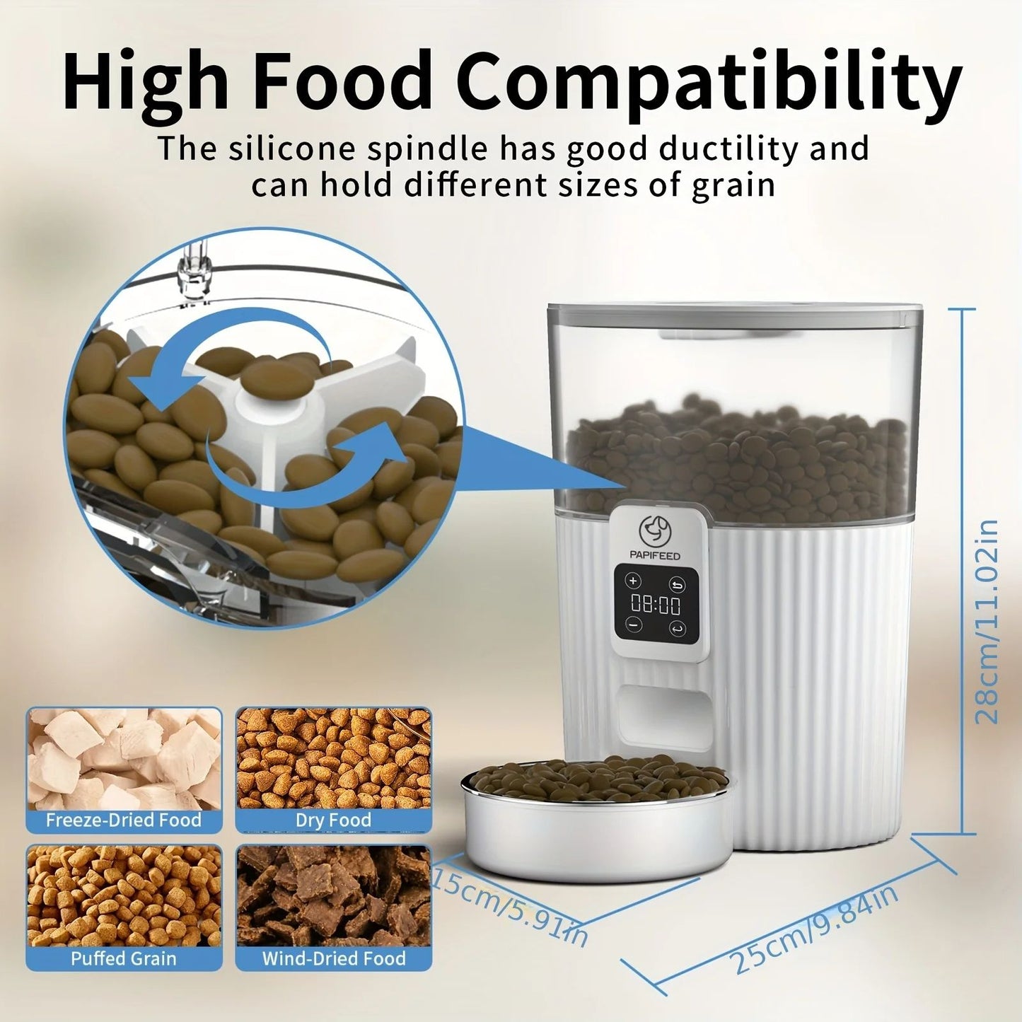 PAPIFEED Smart Automatic Cat Feeder WiFi Remote Pet Food Dispenser For Cats And Dogs With Timed Por 5