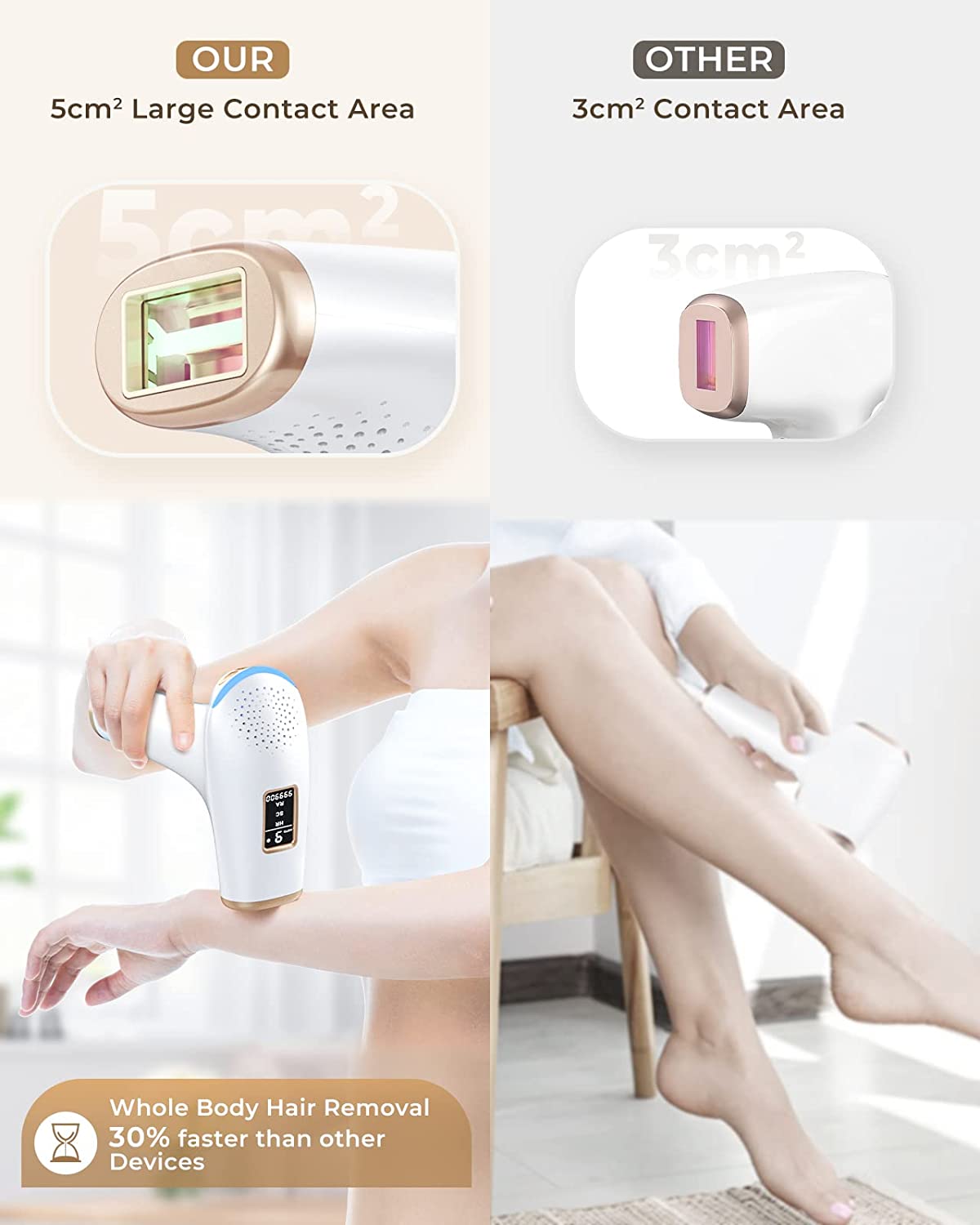 Permanent Hair Remover IPL Epilator With 9 Energy Levels Skin Sensor  999K Flashes For Whole Body U 3