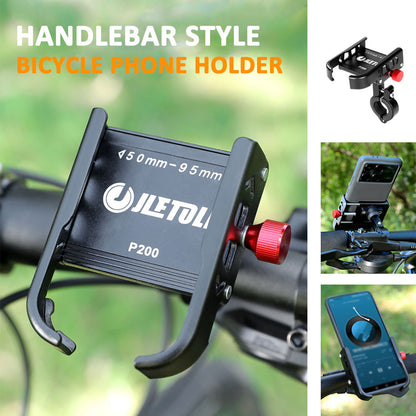 360° Rotating Bike Phone Holder Adjustable, Shock-Absorbing Bicycle & Motorcycle Phone Mount for Secure Riding