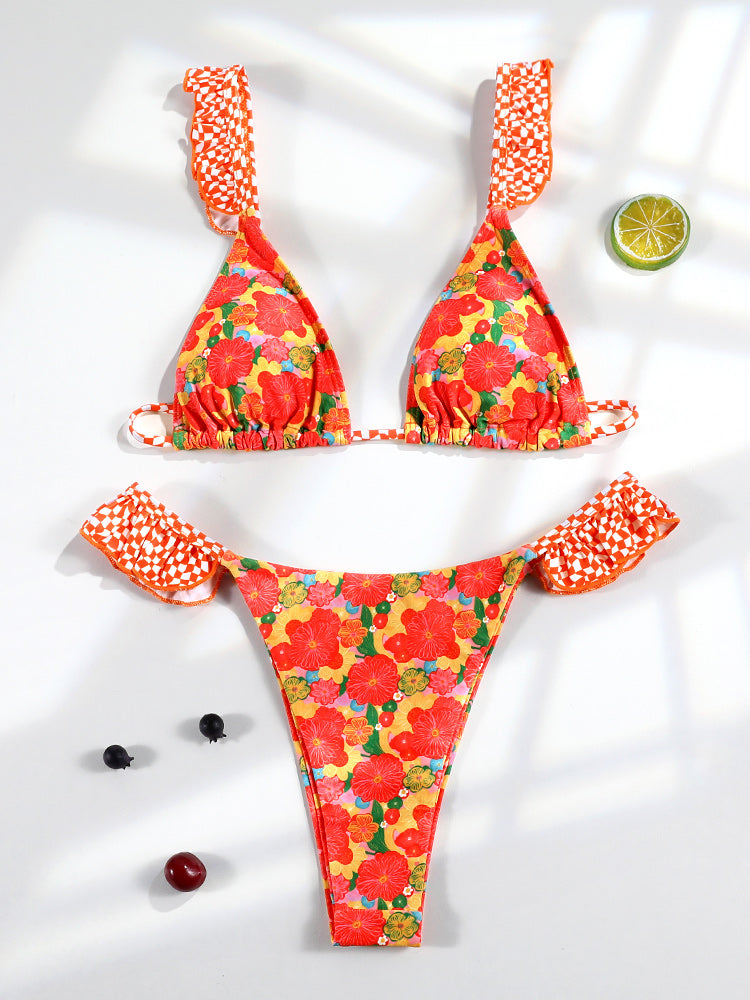 Tie Dye Bandage Bikini Set Sexy Womens Swimwear  Beachwear Print Bathing Suit 9