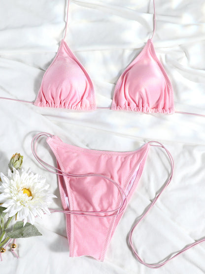 Sexy Triangle Mini Bikini Sets Micro Thongs Swimsuit Women Bikini Bandage Bathing Suit  Beachwear P