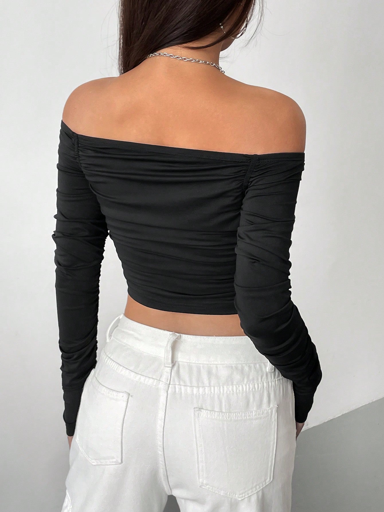New Line Shoulder Mesh Long Sleeve SlimFit Womens Crop TShirtHottie Sexy Explosion Street Wear Shor 1