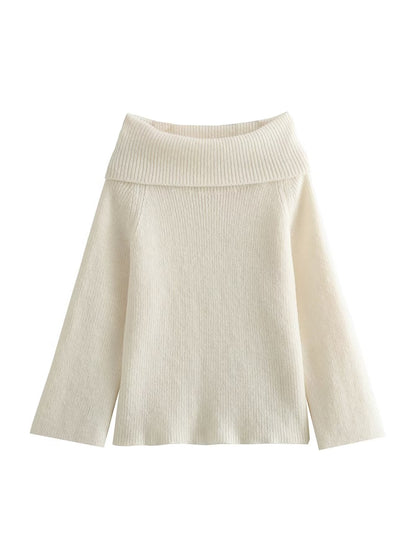 Women Fashion Solid Off Shoulder Casual Knitwear Chic Top Sweater Long Sleeve Knitted Pullover For  6