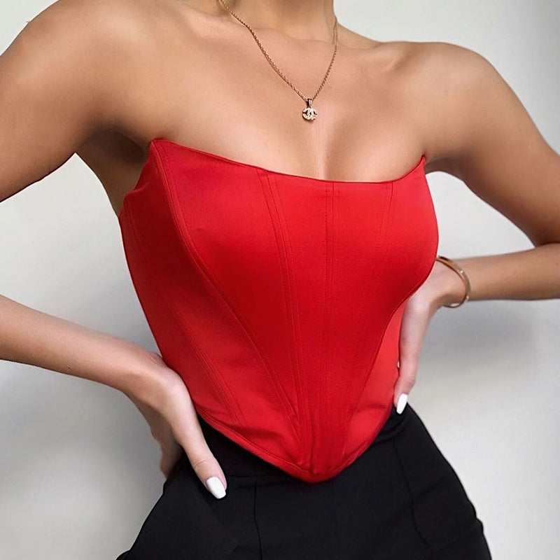 Luxurious Off Shoulder Corset Crop Top Backless Bustier Top for Women Party Wear