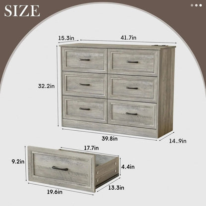 Wood Dresser With Metal Handles Drawer Storage For Hallway 1