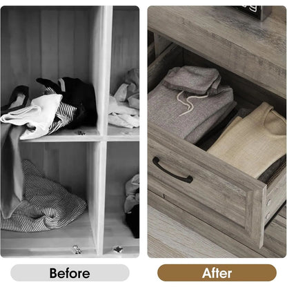 Wood Dresser With Metal Handles Drawer Storage For Hallway 5