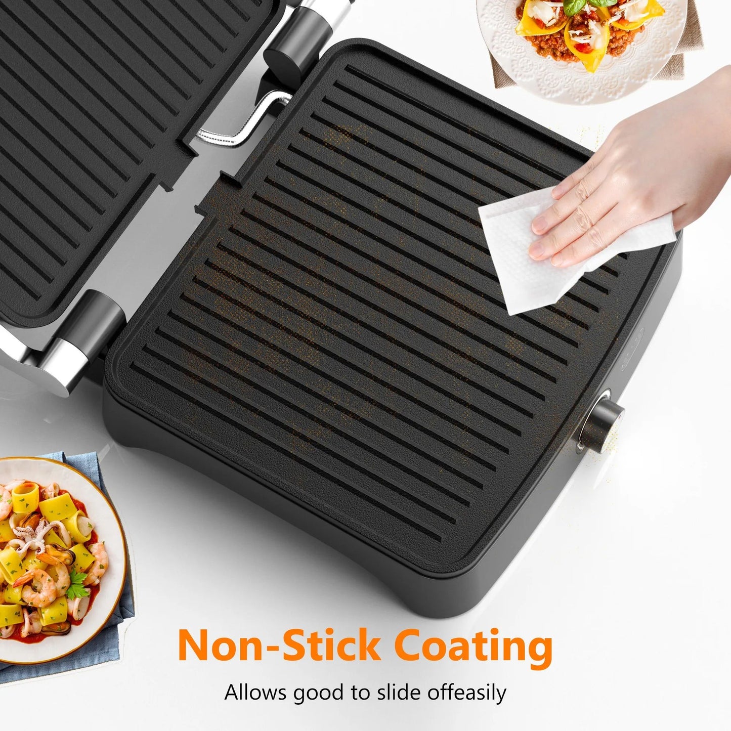 Panini Press Grill Indoor Sandwich Maker With Temperature Setting 4 Slice NonStick Grill 180 Openin 1