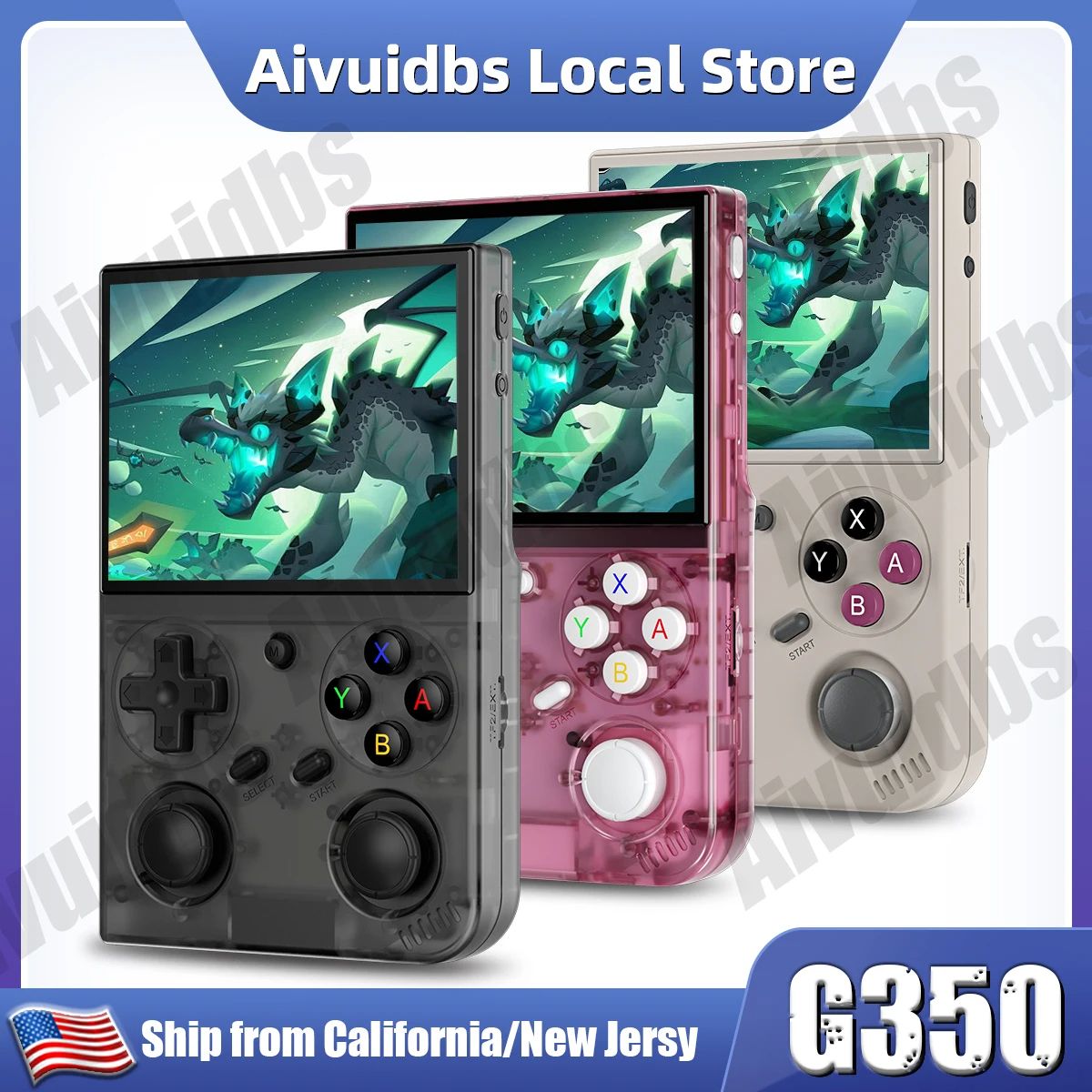 Retro Handheld Game Console with 3.5-Inch IPS Screen, Linux OS, Dual Joysticks, Vibration Motor, 64GB Memory, Portable