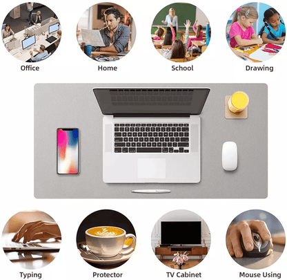 Leather Office Desk Mat, Waterproof Computer Desk Pad & Large Mouse Pad with Non-Slip Base for Home & Office