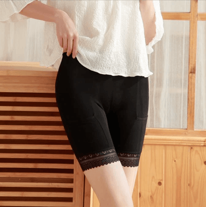 High Waist Women Safety Under Shorts with Pocket, Seamless Modal Leggings for Skirt Dress & Plus Size Comfort