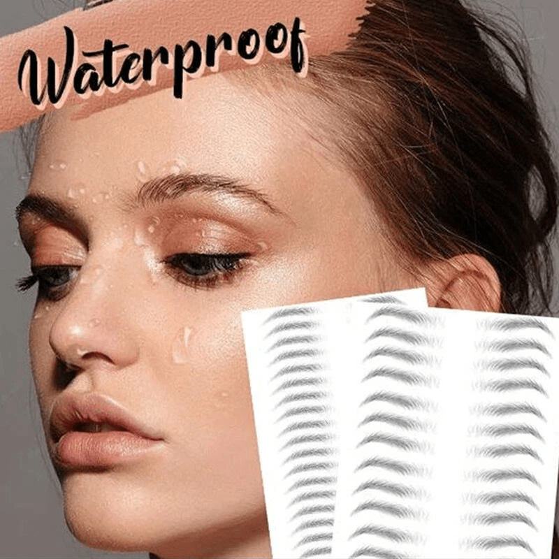 Brow Liner Sticker 6D Bionic Tattoo False Eyebrow Stamp Waterproof Black Brown Reusable Stick-On Eyebrows Long Lasting
