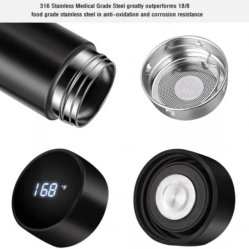 Smart Sports Water Bottle Coffee Thermo With LED Temperature Display Hot  Cold Vacuum Insulated 1