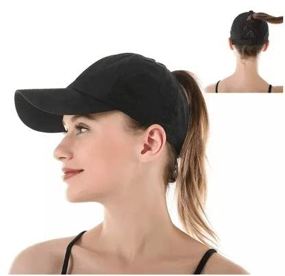 Adjustable Solid Color Ponytail Baseball Cap, Cotton Polo Style Casual Hats