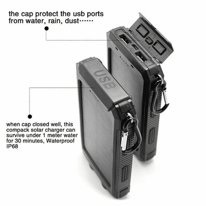 Waterproof Solar Power Bank Portable External Battery Charger Dual USB Outdoor Mobile Phone Emergen 4