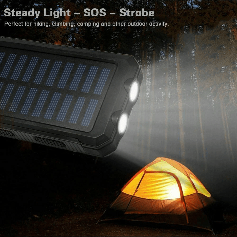 Waterproof Solar Power Bank Portable External Battery Charger Dual USB Outdoor Mobile Phone Emergen 1