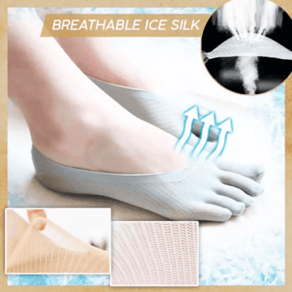 Mens Womens No Show Invisible Nonslip Boat Cotton Low Cut Toe Socks, Breathable Five Finger Socks for Running Shoes