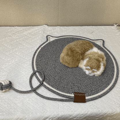 Cat Scratching Post Pad Mat With Ball Toy Round Circular Non Slip Scratcher For Indoor Cats Fun Int 3