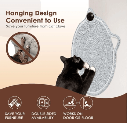 Cat Scratching Post Pad Mat with Ball Toy, Round Circular Non Slip Scratcher for Indoor Cats, Fun Interactive Cat Mat